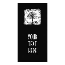 Black & White Tree Butterfly Silhouette Personalized Photo Card