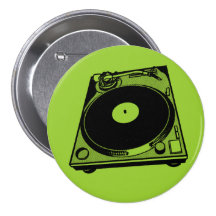 Black & White Turntable Pinback Button