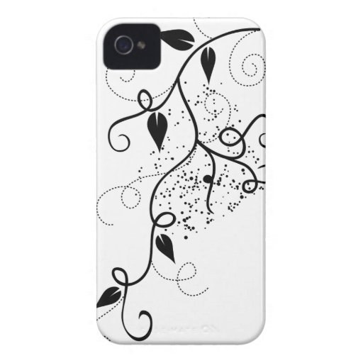 Black & white vector ivy swirl branch silhouette iPhone 4 covers