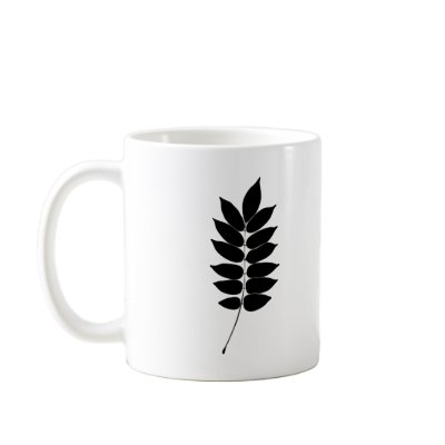 Black & white vector laurel branch silhouette coffee mugs by iBella