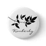 Black & white vector leaves branch silhouette buttons