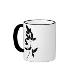 Black & white vector leaves branch silhouette coffee mugs