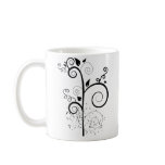 Black & white vector swirl branch silhouette coffee mug