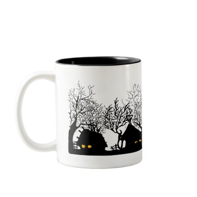 black & white village mug by VioDeSign