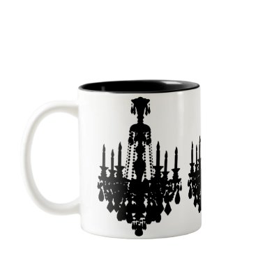 Black & White Vintage Chandelier Graphic Coffee Mug by ElectricPopSpot