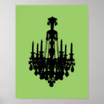 Black & White Vintage Chandelier Graphic posters