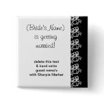 Black White Wedding Bridal Shower Name Pins