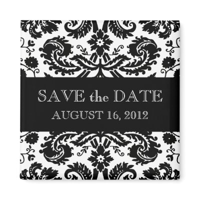 Black White Wedding Save the Date Paisley Magnet by WeddingCentre