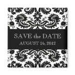 Black White Wedding Save the Date Paisley Magnet