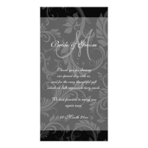 Black white wedding "thank you" party customized photo card