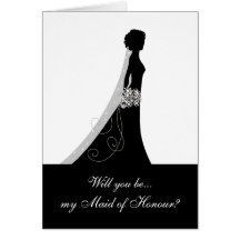 Black White, Will You Be My Maid of Honour? Card
