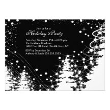 Black & White Winter Holiday Party Invitation