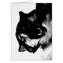 Black & White Wolf Card