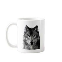 Black & White Wolf Portrait Mugs