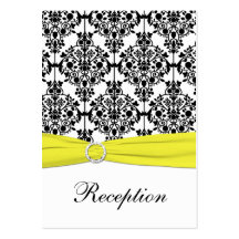 Black, White, Yellow Damask Enclosure Card Business Card Template