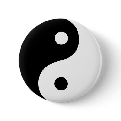 Black & White Yin Yang Symbol Pinback Button by InsideOut_Tees