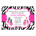 Black & White Zebra Girls Spa Invite