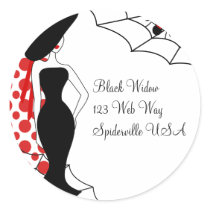 Black Widow Round Sticker