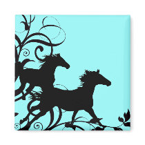 Black Wild Horses Magnet