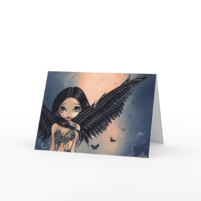 "Black Winged Angel" Greeting Card by strangeling