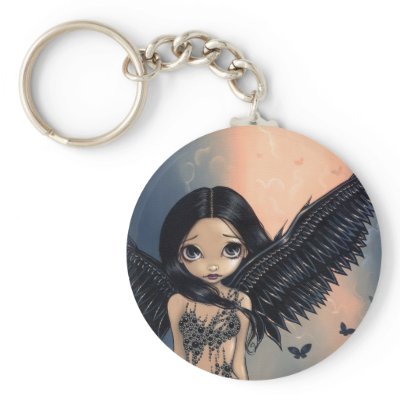 "Black Winged Angel" Keychain by strangeling