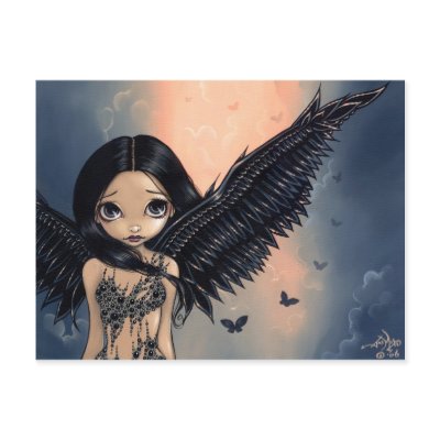 "Black Winged Angel" Postcard by strangeling