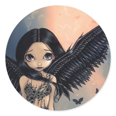 "Black Winged Angel" Sticker by strangeling