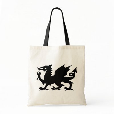 Black Winged Wales Dragon Canvas Crafts & Shopping Tote Bags by DigitalDreambuilder