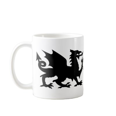 Black Winged Wales Dragon On Mug, Glass or Travel by DigitalDreambuilder