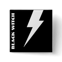 Black Witch Bolt Square Button