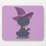 Black Witch Cat Mouse Pad