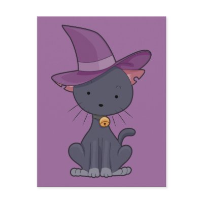 Black Witch Cat Post Cards by bnpdesignstudio