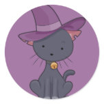 Black Witch Cat Stickers