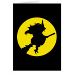 Black witch silhouette against golden full moon cards