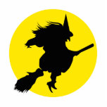 Black witch silhouette against golden full moon photo sculptures