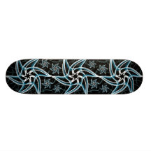 Black with Aqua White Stars Skateboard