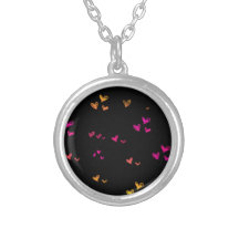 black with color hearts personalized necklace