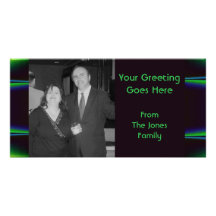 black with green turquoise customized photo card