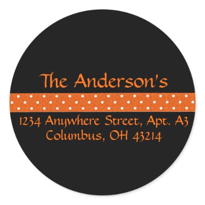 Black with Orange Dotted Ribbon Address Labels by mrssocolov2