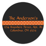 Black with Orange Dotted Ribbon Address Labels stickers
