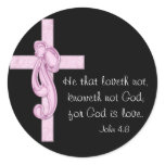 Black with Pink Cross & Bow Stickers