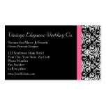 Black with Pink Passion Damask Business Card Templates