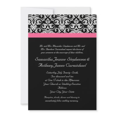 Black with Pink Passion Damask Custom Announcements by CustomInvites