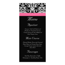 Black with Pink Passion Damask Customized Rack Card
