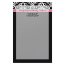 Black with Pink Passion Damask