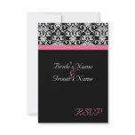 Black with Pink Passion Wedding Matching RSVP Custom Invitations