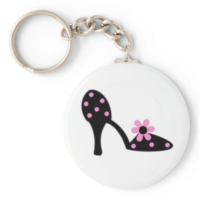 Black With Pink Polka Dot Shoe Keychain by TNMgraphics