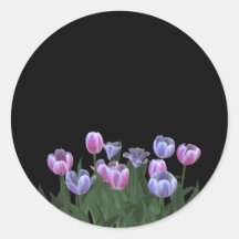 Black with Pretty Tulip Flowers Stickers