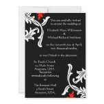 Black with White and Red Damask Wedding Personalized Invites