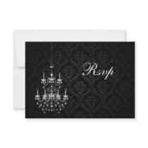 Black with White Chandelier Silhouette